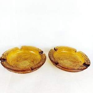 Vintage ANCHOR HOCKING Soreno pressed glass bubble ash trays spiral art glass